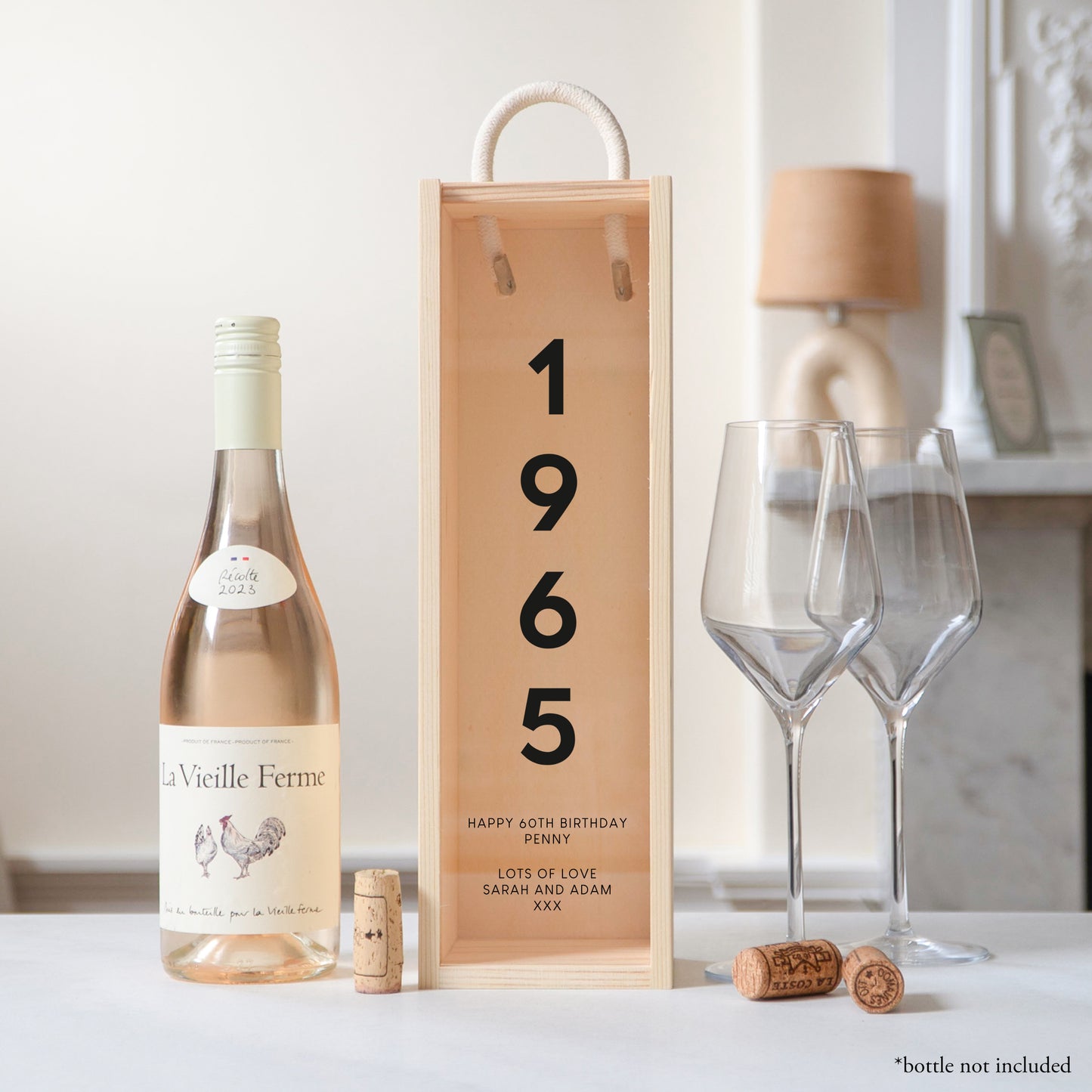 Personalised 60th Birthday Bottle Box | Custom Wooden Wine Box | Milestone Gift for Him & Her | 60th Birthday Keepsake | Champagne gift box