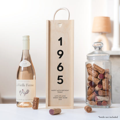 Personalised 60th Birthday Bottle Box | Custom Wooden Wine Box | Milestone Gift for Him & Her | 60th Birthday Keepsake | Champagne gift box