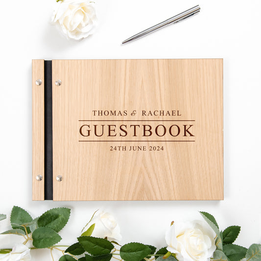 Personalised wooden wedding guest book