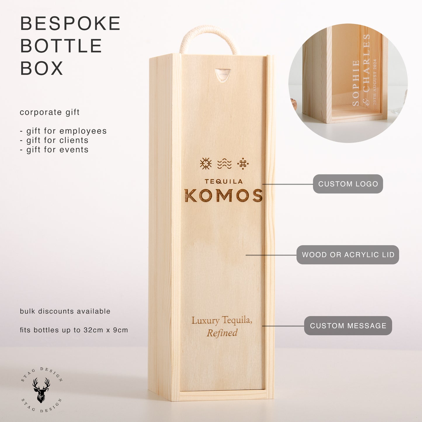 Bespoke pine bottle box