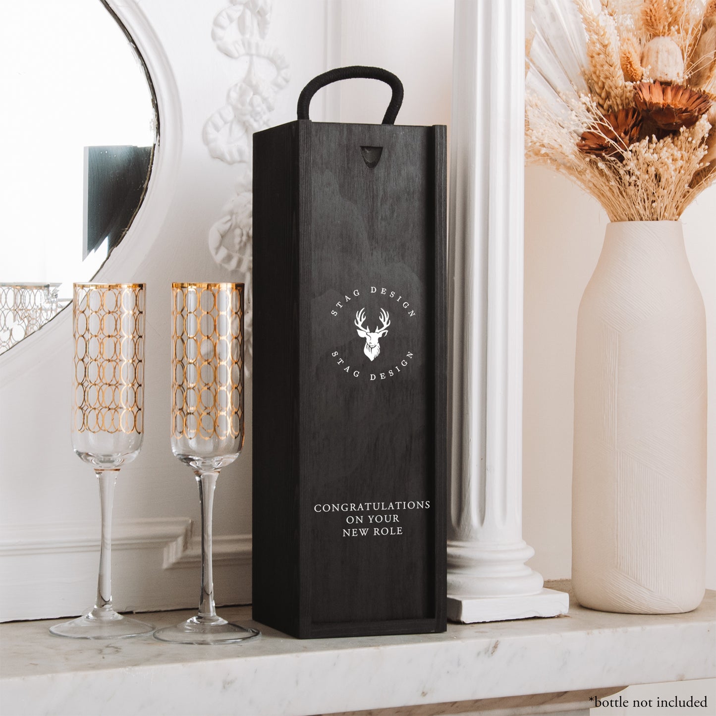 Corporate black pine bottle box