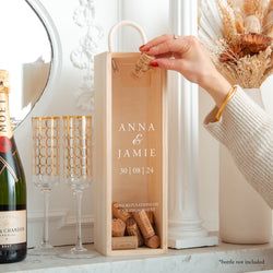 Personalised Engagement Bottle Box Personalised Engagement Gift Present Personalised Engaged Champagne Cork Collector Wooden Box Couple Gift