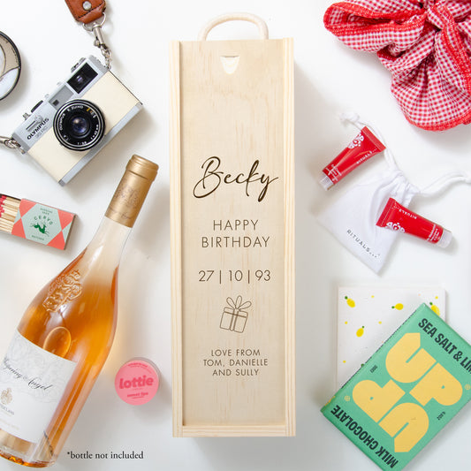 Personalised birthday bottle box