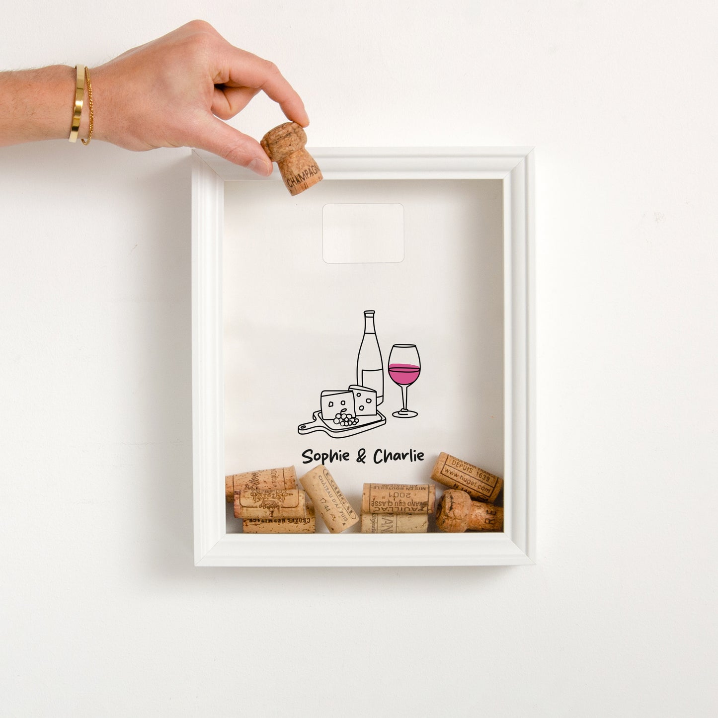 Wine and cheese cork collector frame