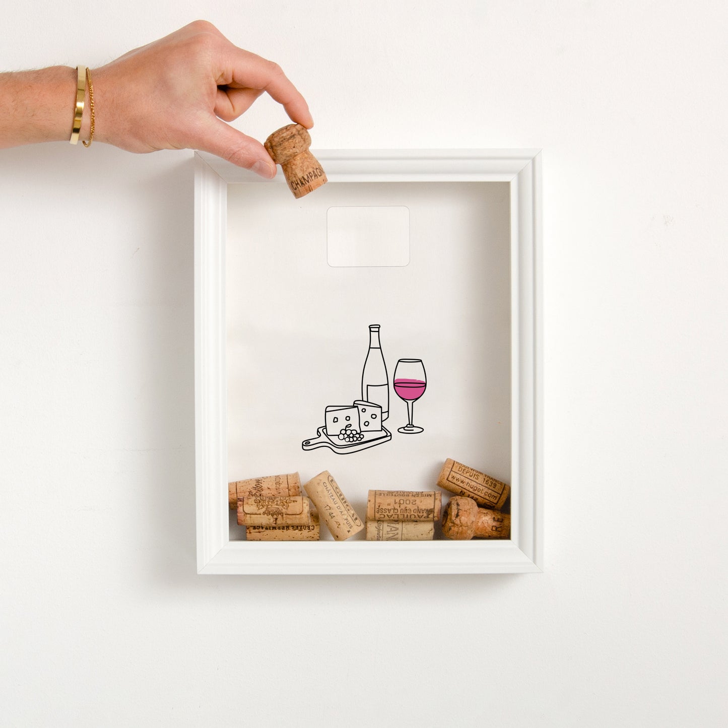 Wine and cheese cork collector frame