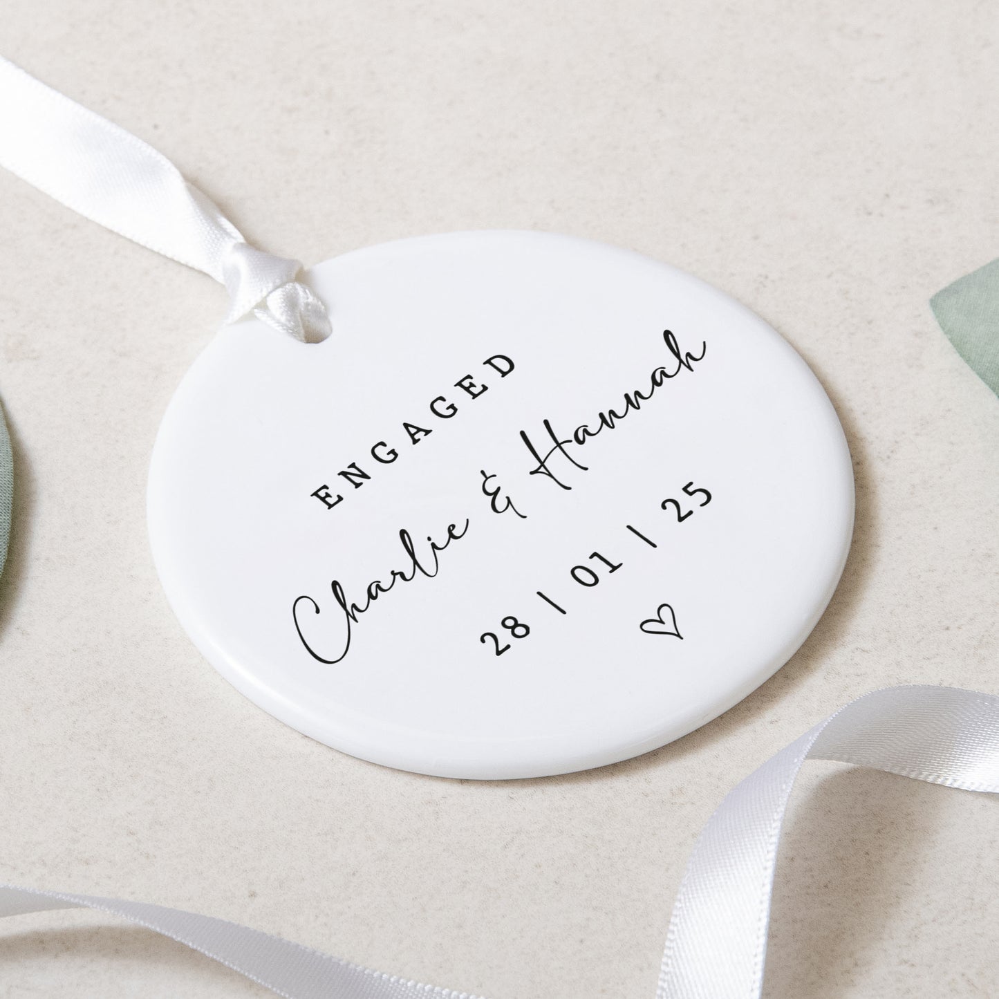 NEW! Personalised engaged keepsake ornament