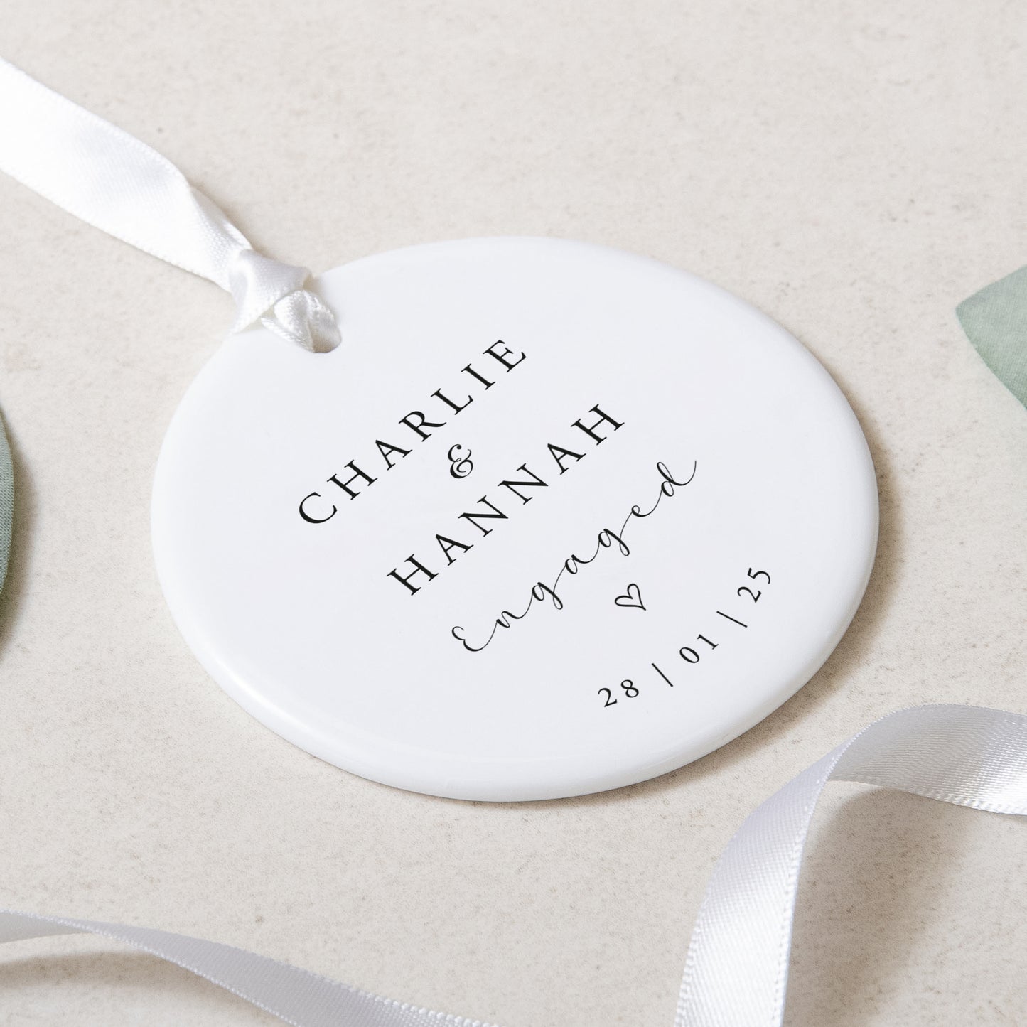 NEW! Personalised engagement round ornament