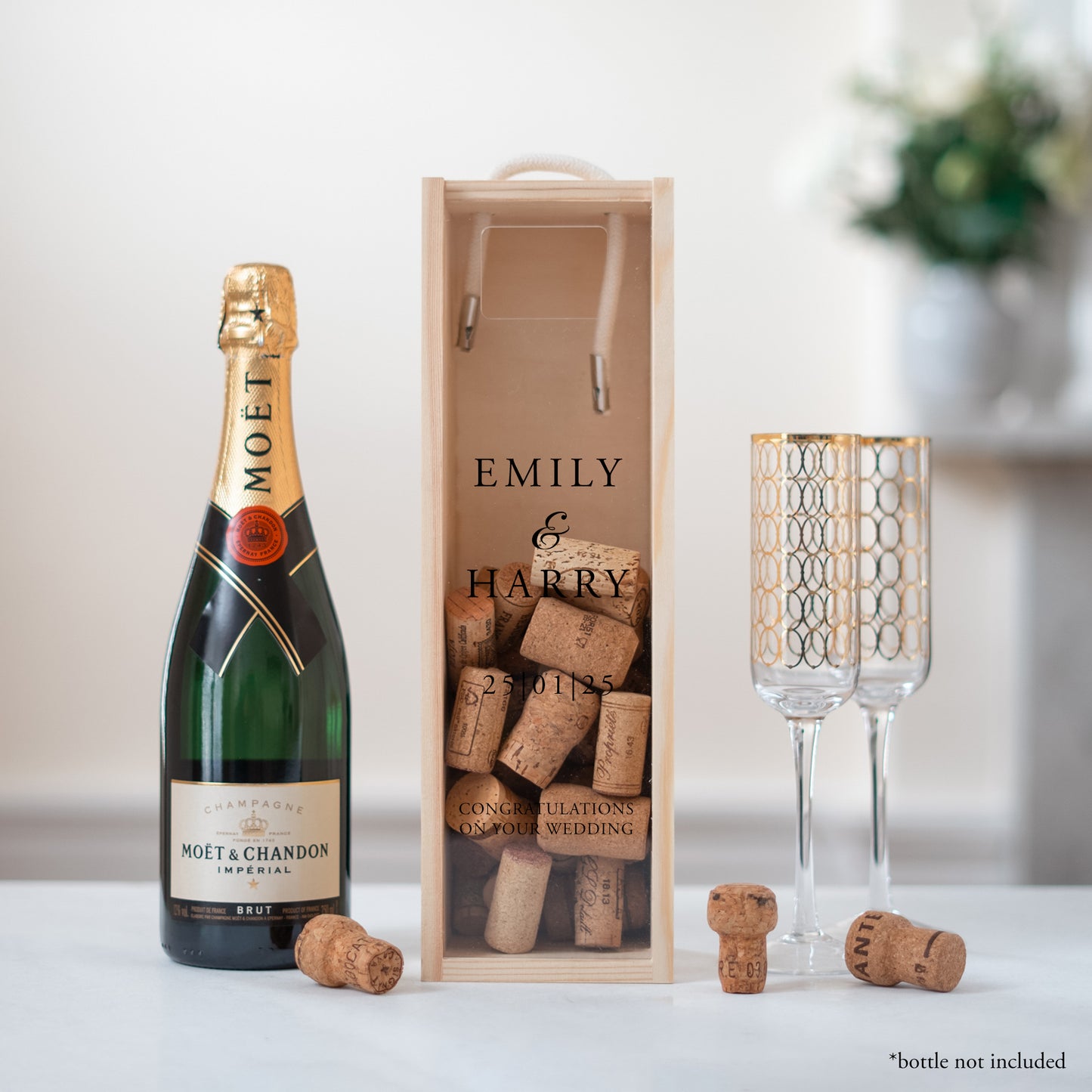 NEW! Personalised wedding cork collector bottle box gift