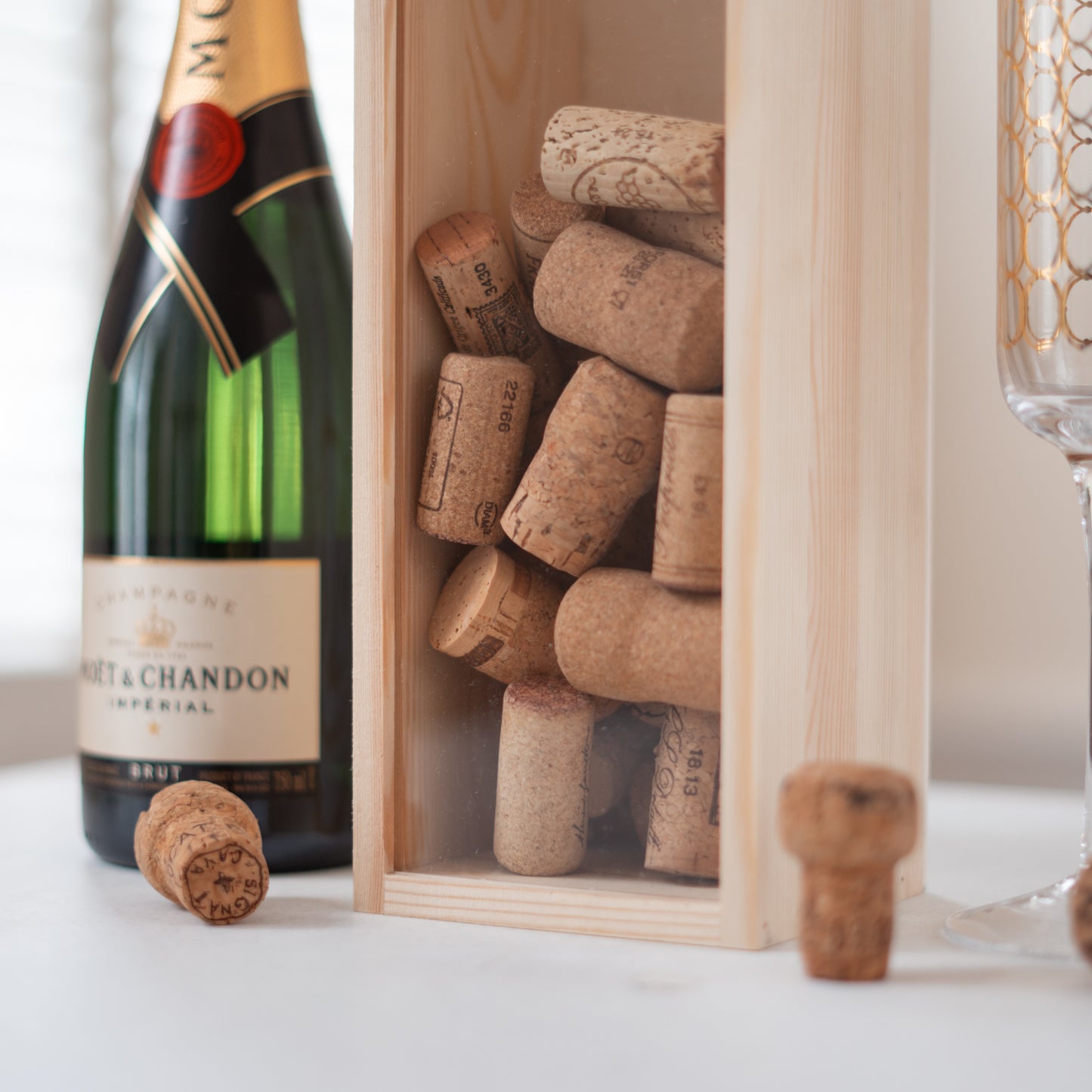 Personalised initials cork collector bottle box