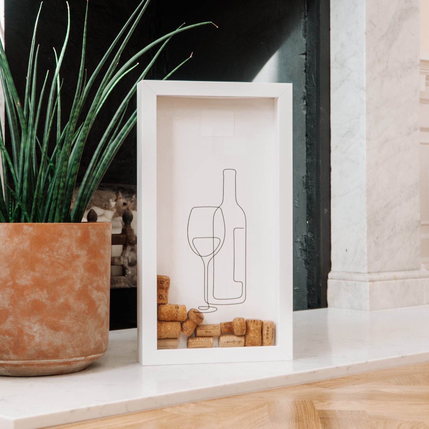 Vertical wine cork frame