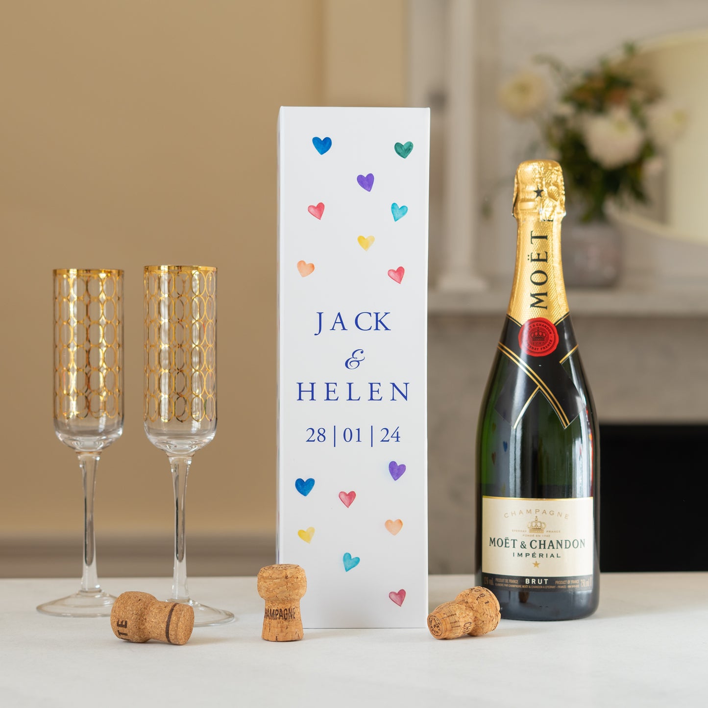 Personalised love heart bottle box