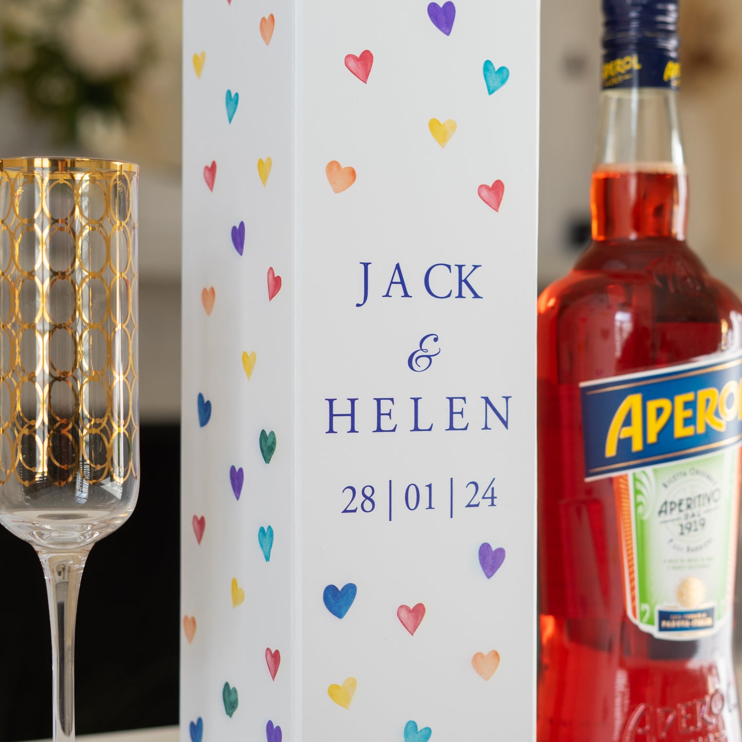 Personalised love heart bottle box