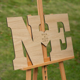 Double letter wooden guest book sign