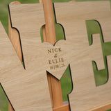 Double letter wooden guest book sign