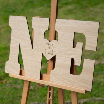 Double letter wooden guest book sign