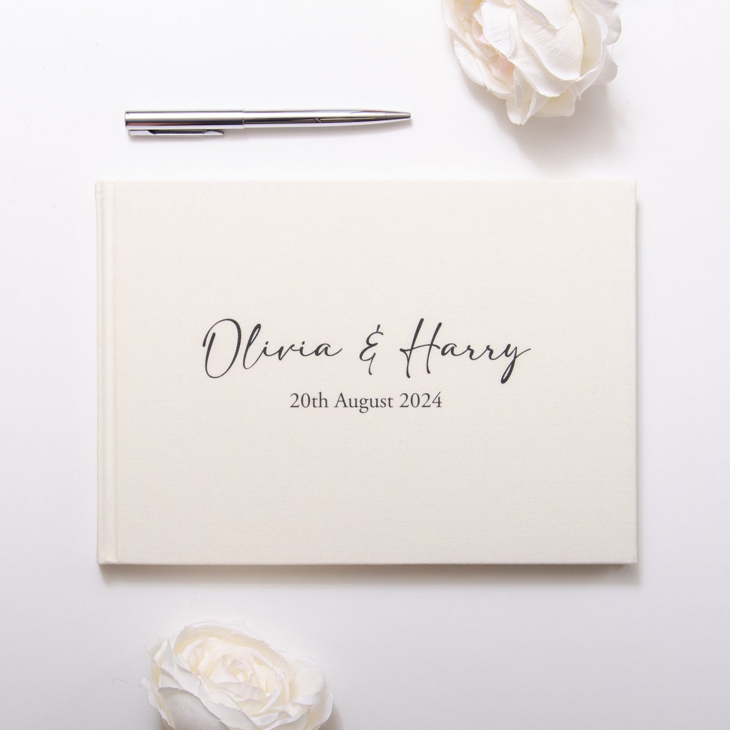 Personalised linen guest book