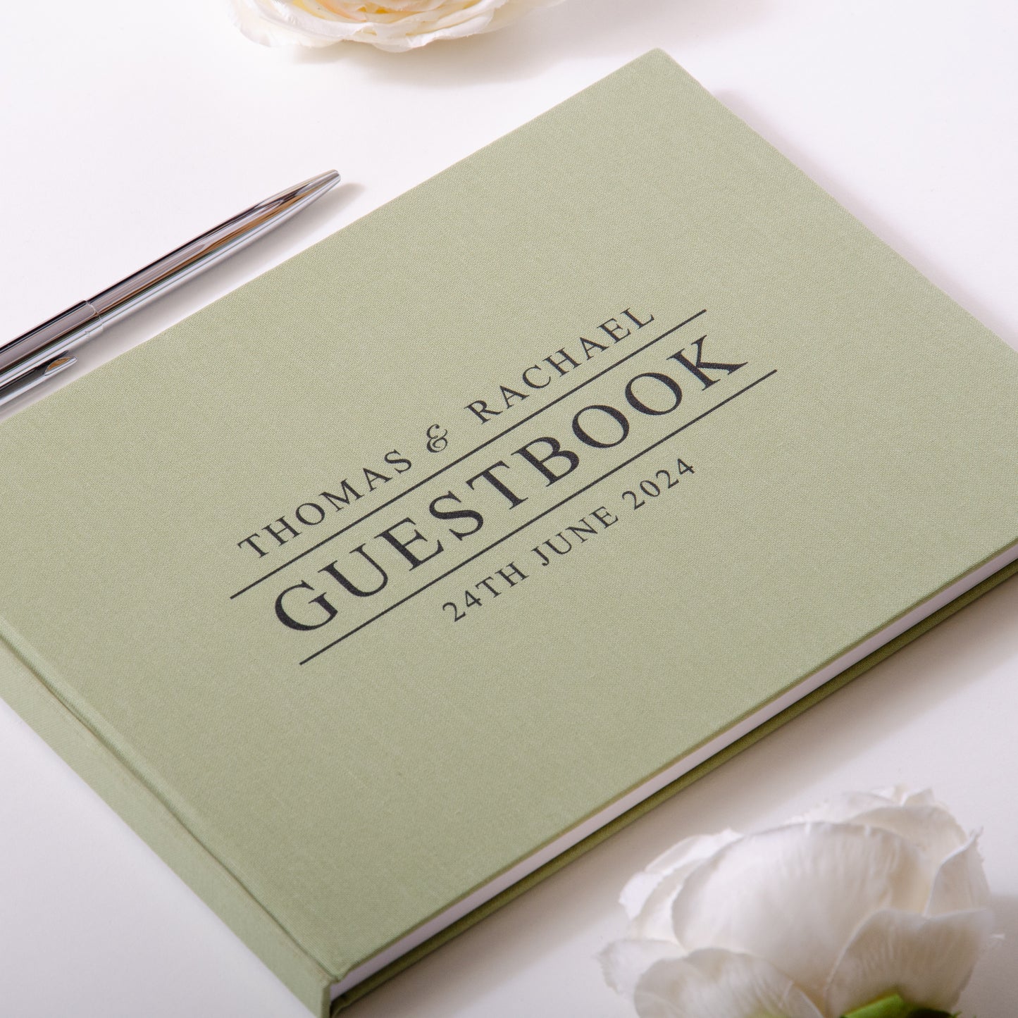 Personalised linen guest book