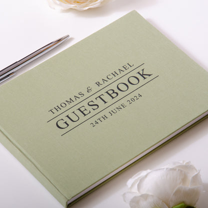 Personalised linen guest book