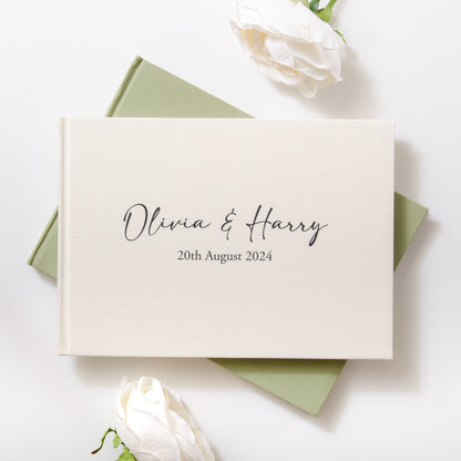 Personalised linen first names guest book