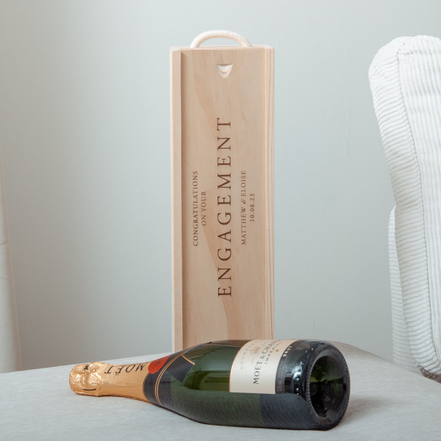 Personalised engagement bottle box - landscape