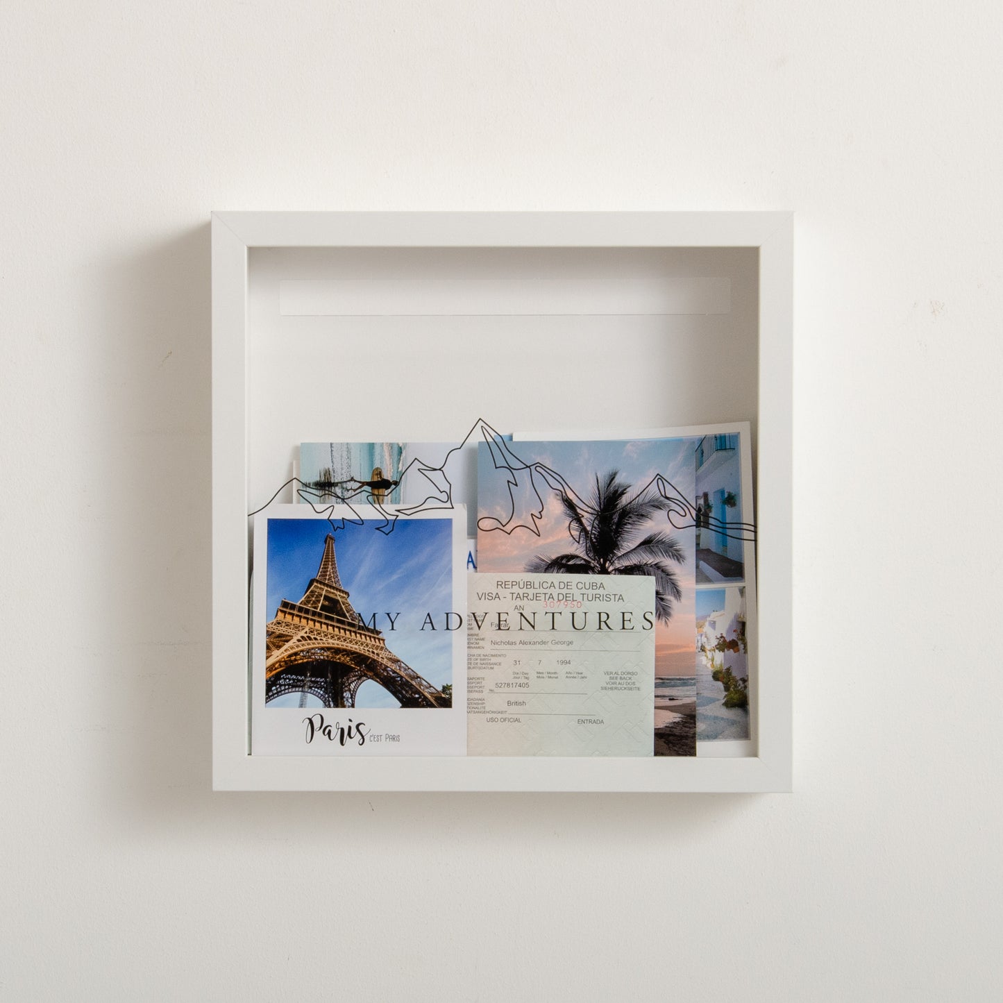 Mountains adventure travel memory box frame