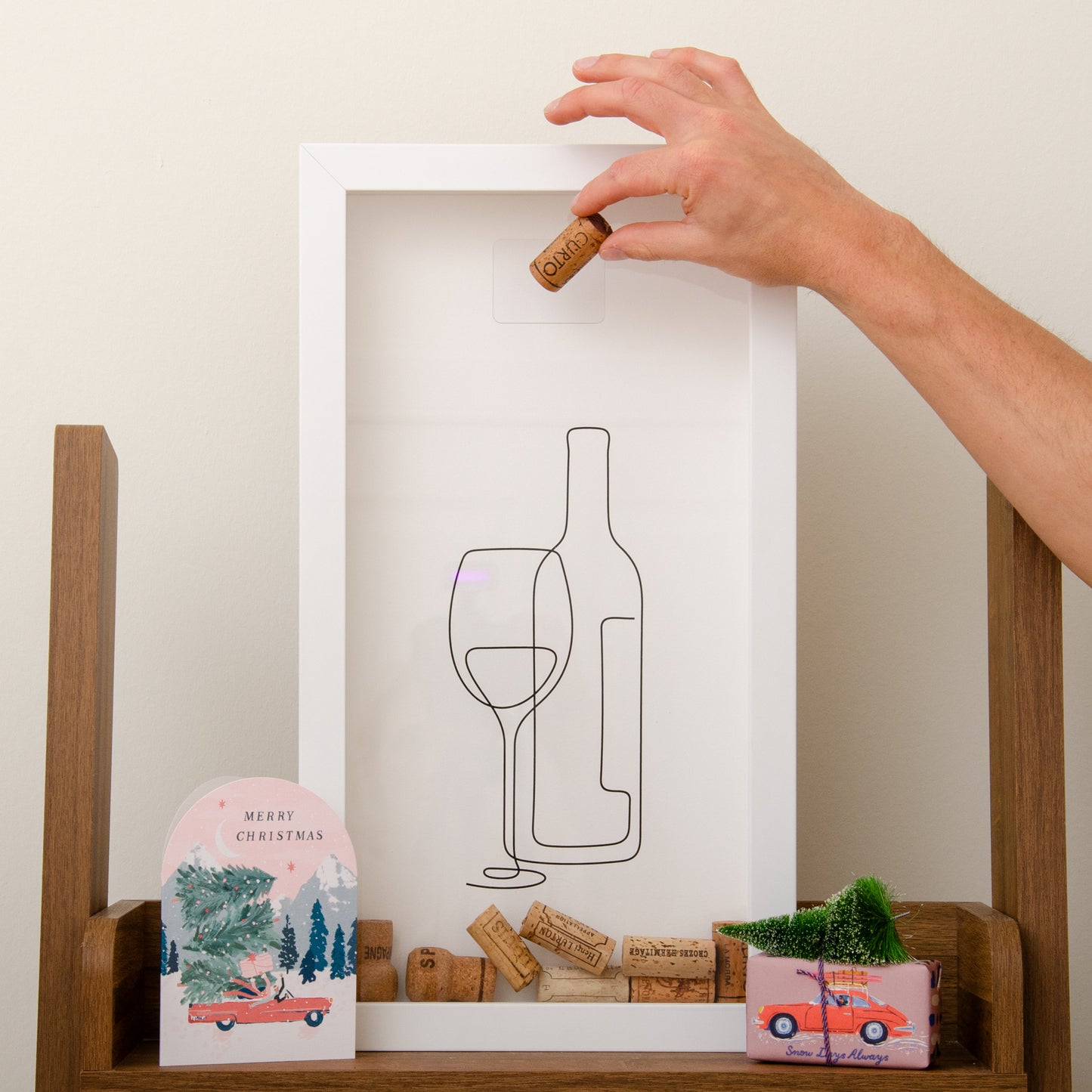 Vertical wine cork frame