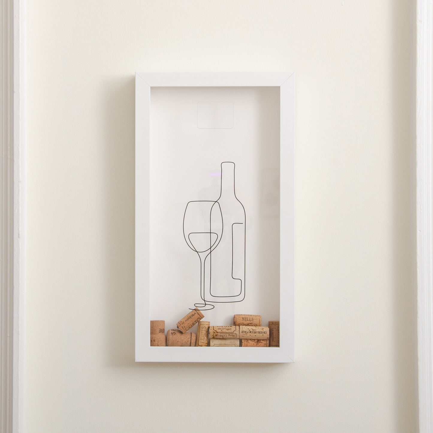 Vertical wine cork frame