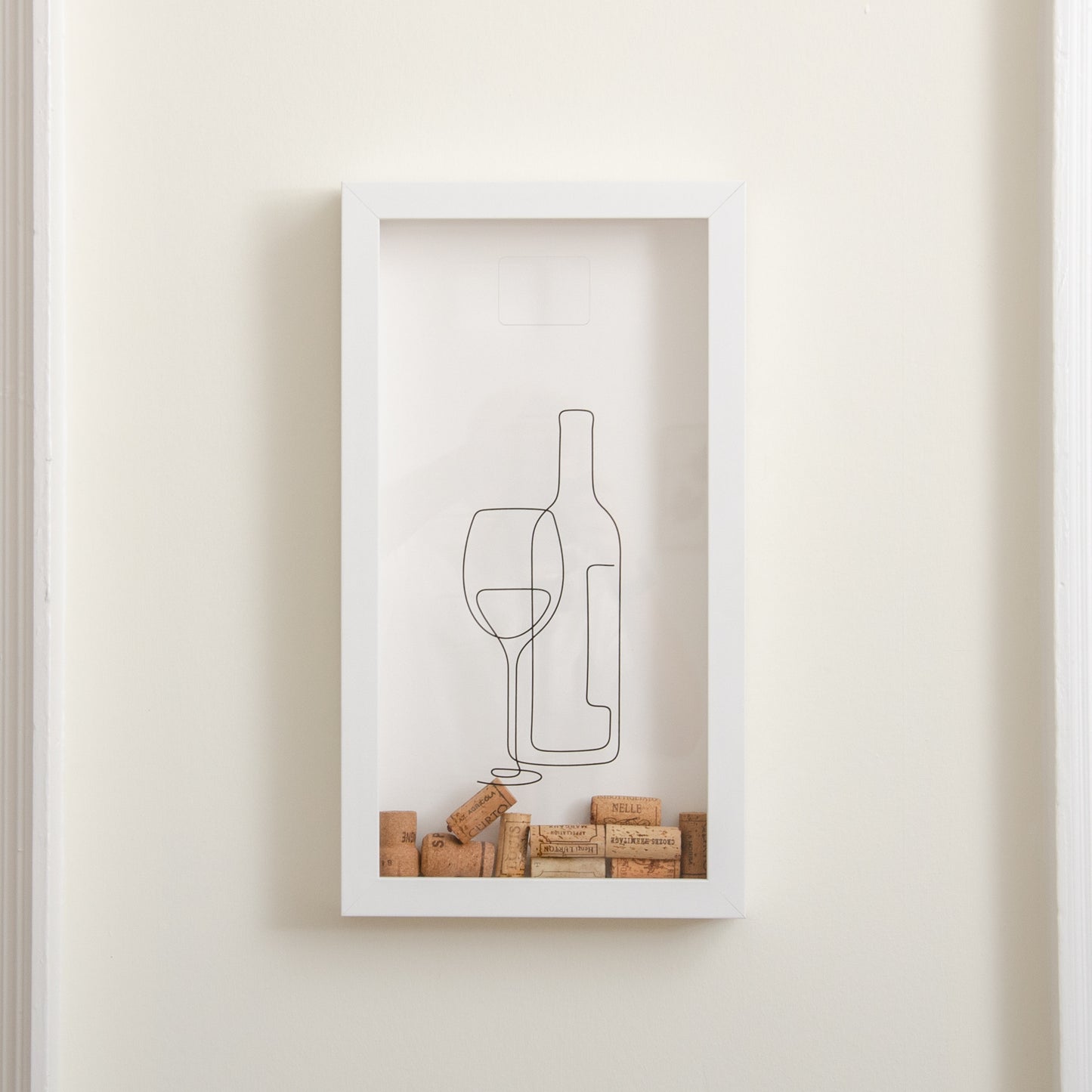 Vertical wine cork frame