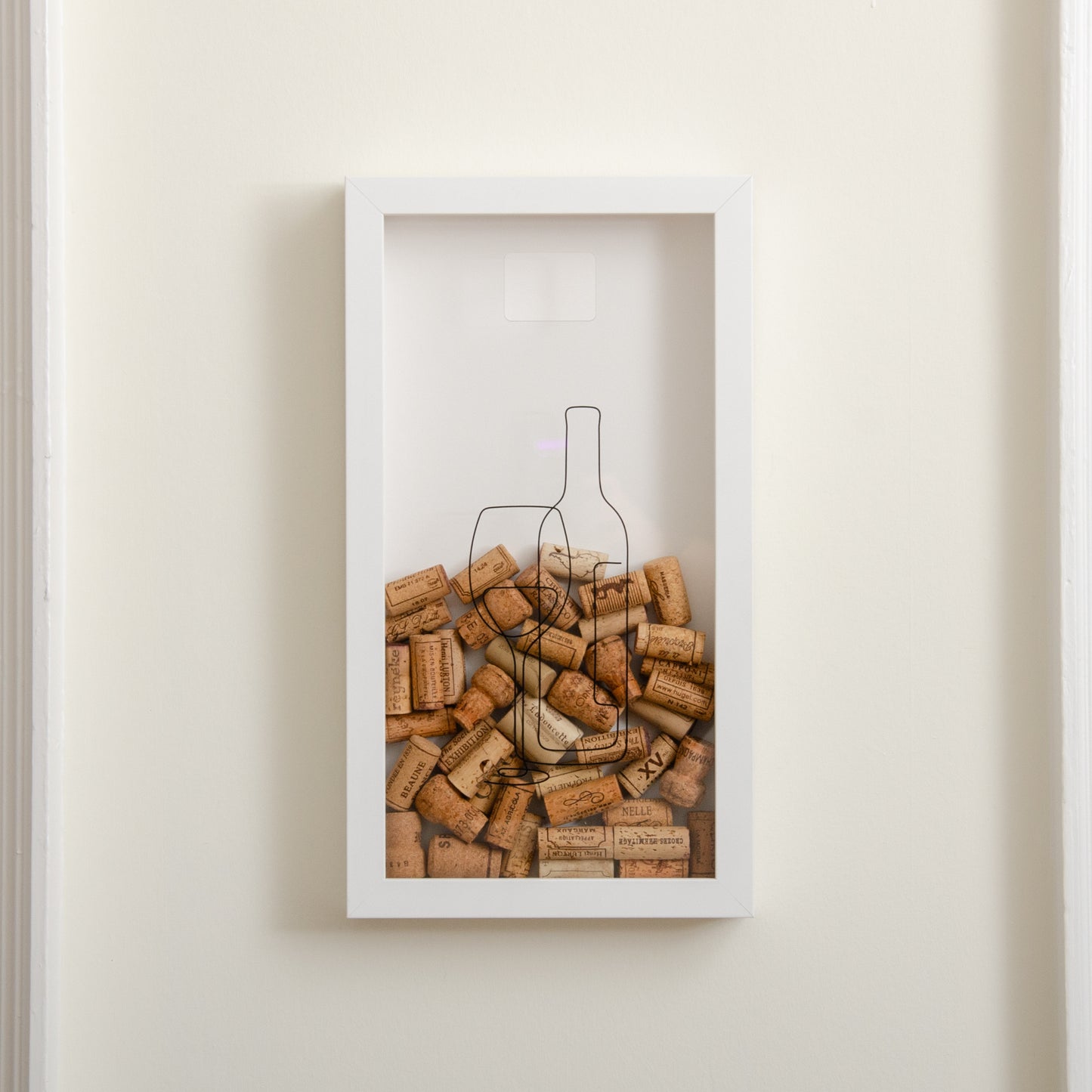 Vertical wine cork frame