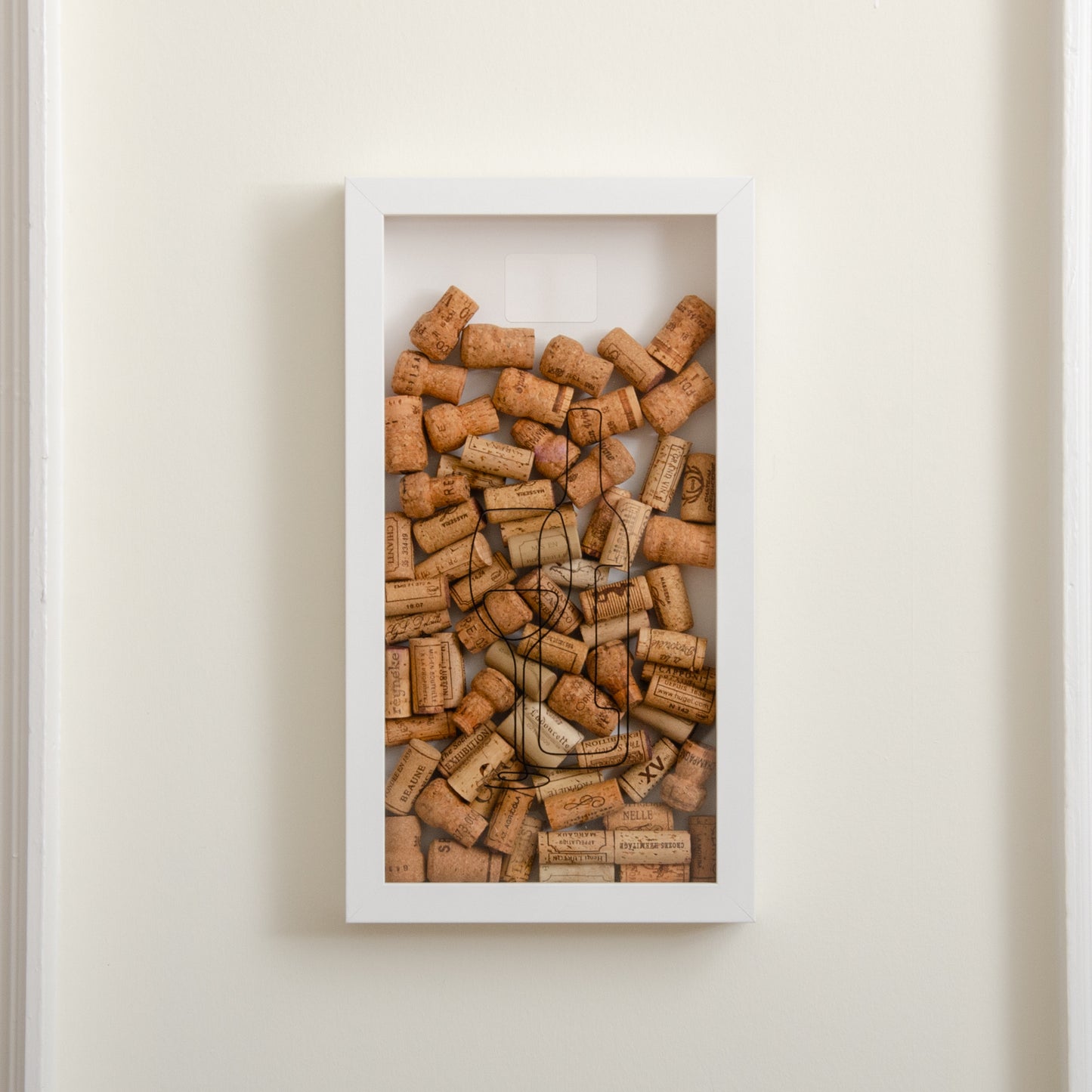 Vertical wine cork frame