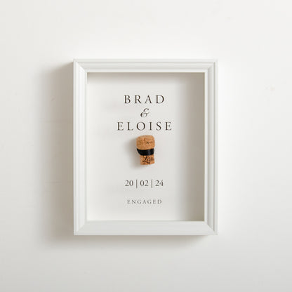 First toast engagement cork saver frame