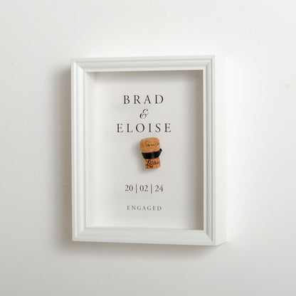 First toast engagement cork saver frame