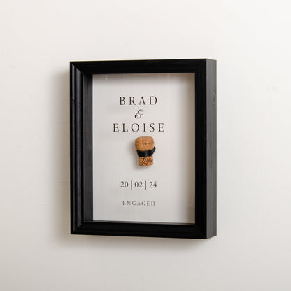 First toast engagement cork saver frame