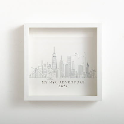 New York City skyline memory box frame