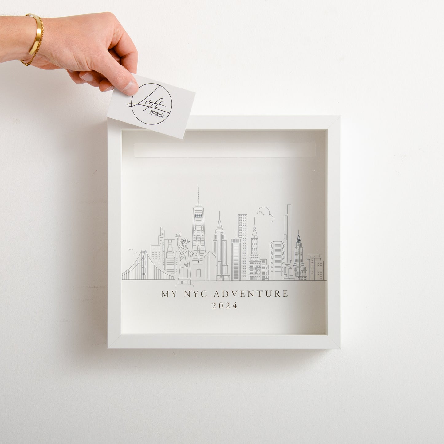 New York City skyline memory box frame