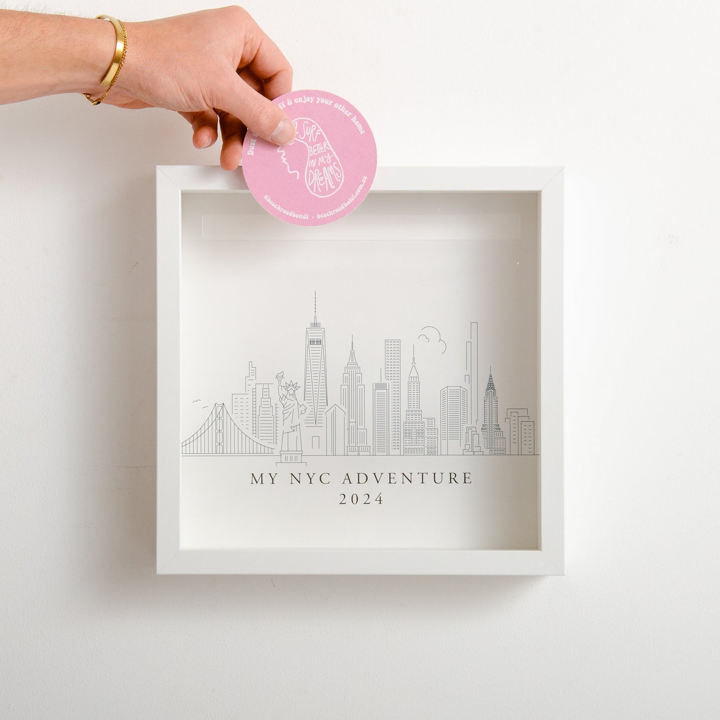 New York City skyline memory box frame