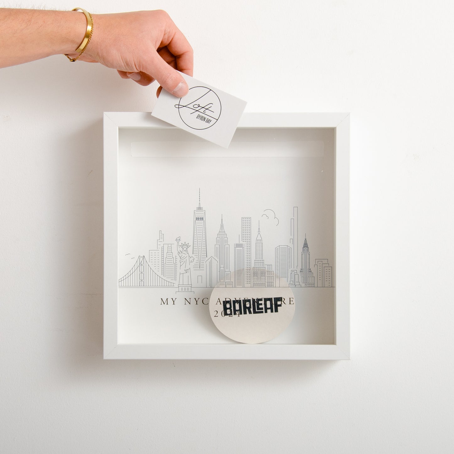 New York City skyline memory box frame