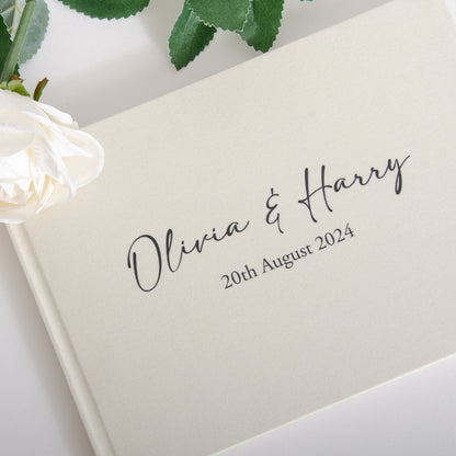 Personalised linen first names guest book