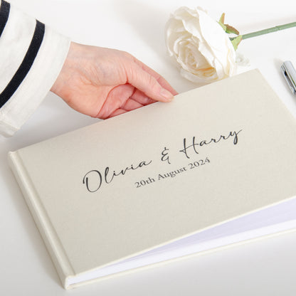 Personalised linen first names guest book