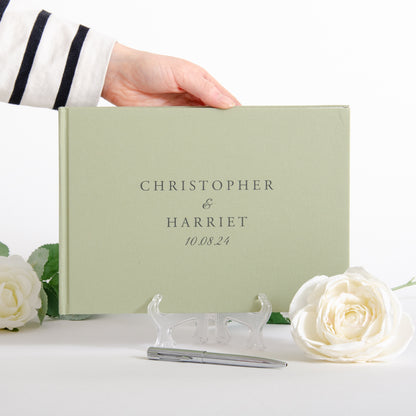 Personalised linen guest book