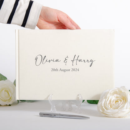 Personalised linen first names guest book