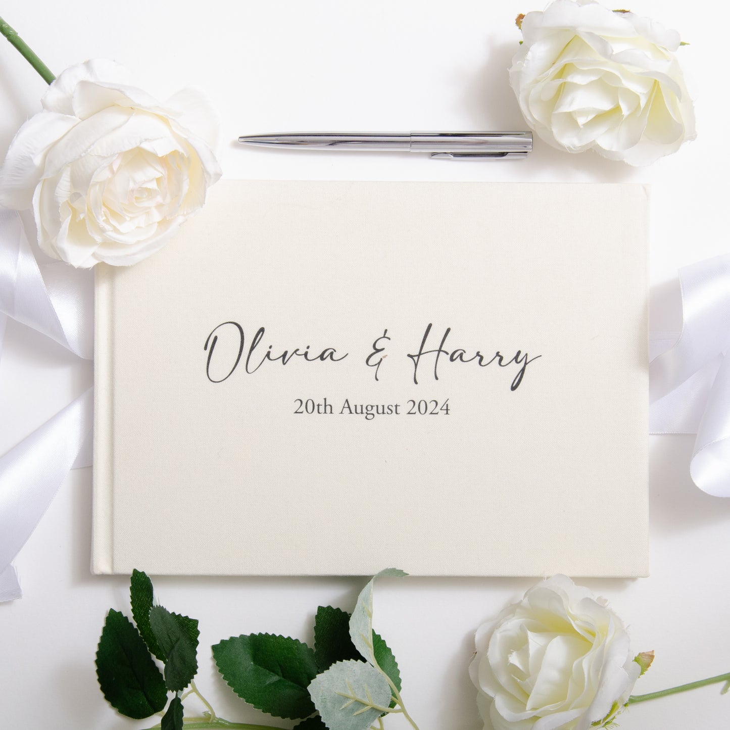 Personalised linen first names guest book