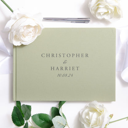 Personalised linen guest book