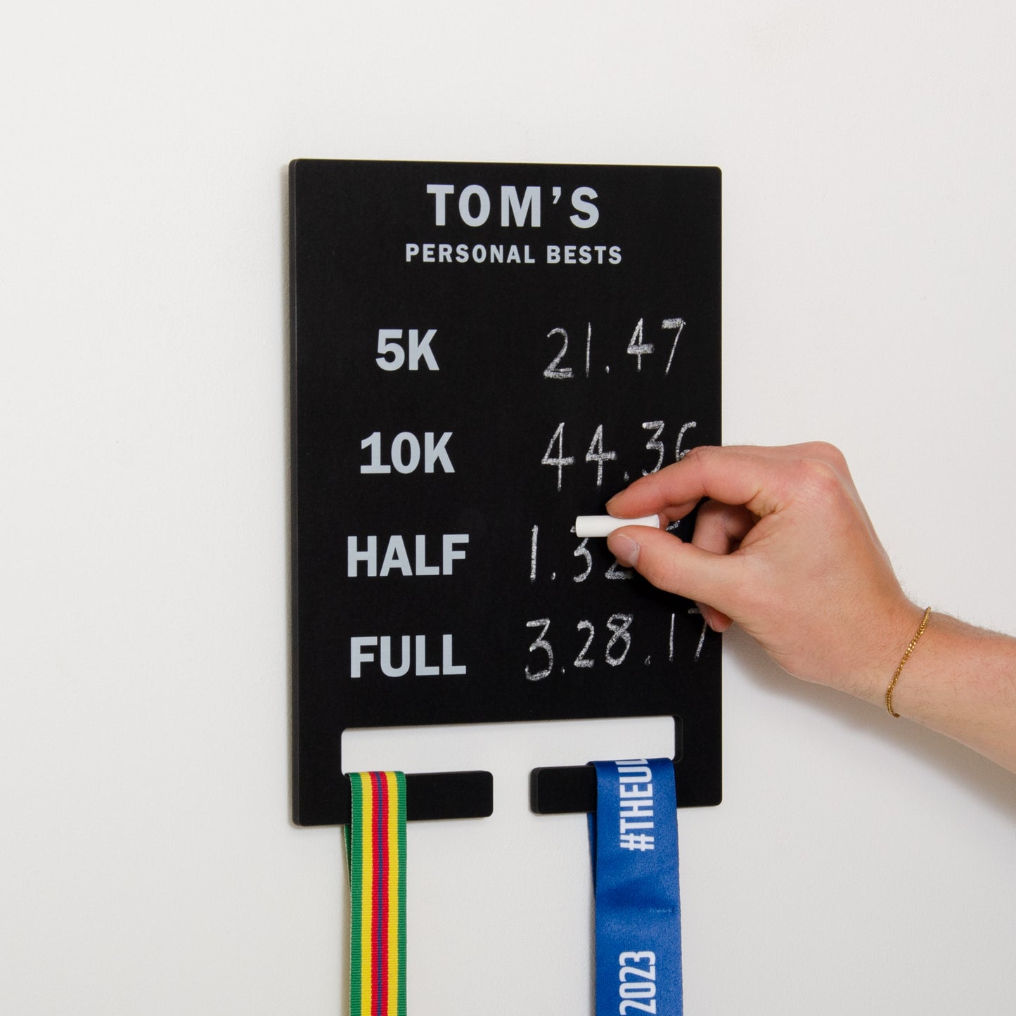 Personalised medal race time chalkboard