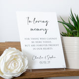 'In loving memory' white wedding sign