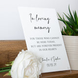 'In loving memory' white wedding sign