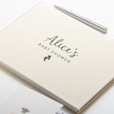Personalised linen baby shower book