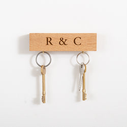 NEW! Personalised oak key ring holder