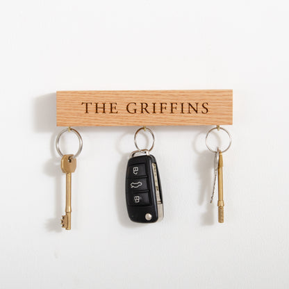 Personalised oak key ring holder