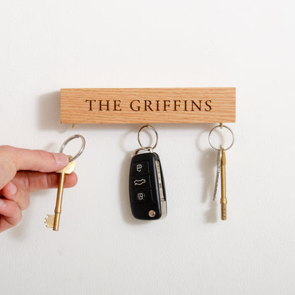 Personalised oak key ring holder